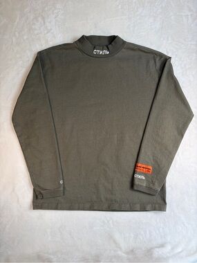 Heron Preston СТИЛЬ "Style" Mock Neck Long Sleeve - Dark Olive - Size Medium